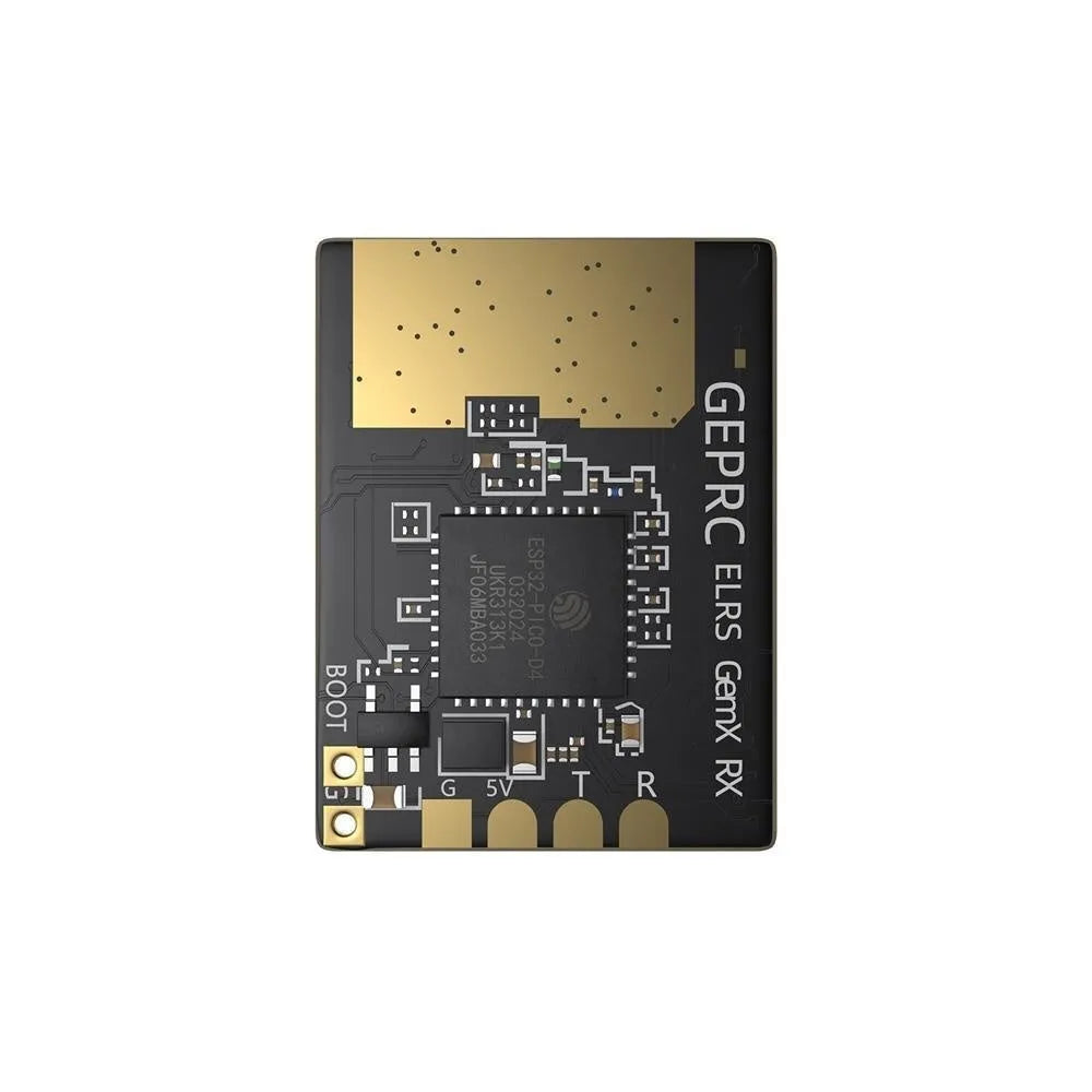 ELRS 915M 2.4G dual-frequency metal receiver base plant with two T-shaped antennas and silicone connecting wire.