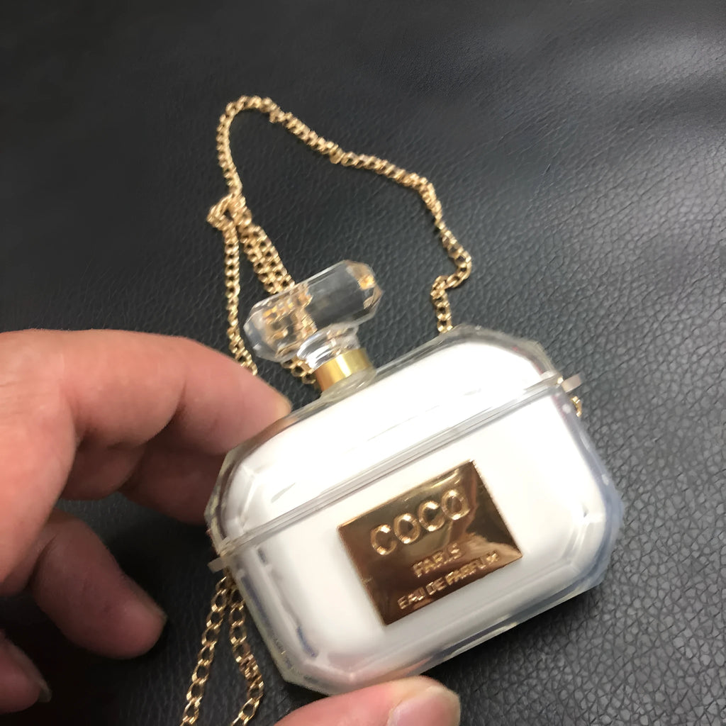 White silicone perfume bottle style case for Apple AirPods charging box