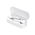 Black and white true wireless Bluetooth 5.0 earphones with USB charging case