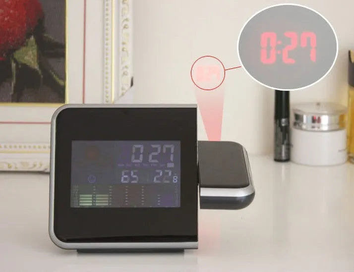 Digital table clock, plastic, 16 x 6 x 12 cm, Black USB or White USB, for desk or bedside