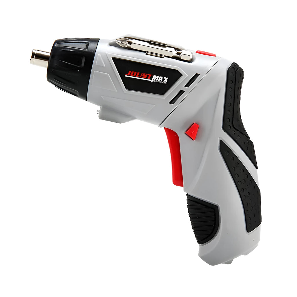 4.8V electric screwdriver set in blue with rotating handle and battery indicator light