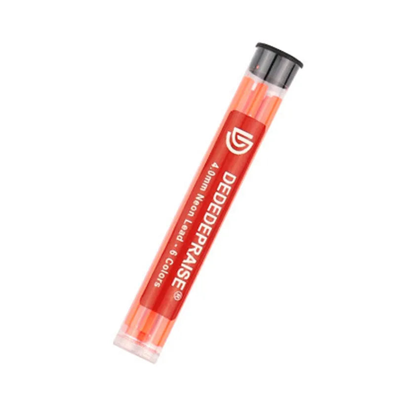 4.0mm drawing mechanical pencil colour lead set in plastic barrel pack with 6 tubes, mixed colours visible