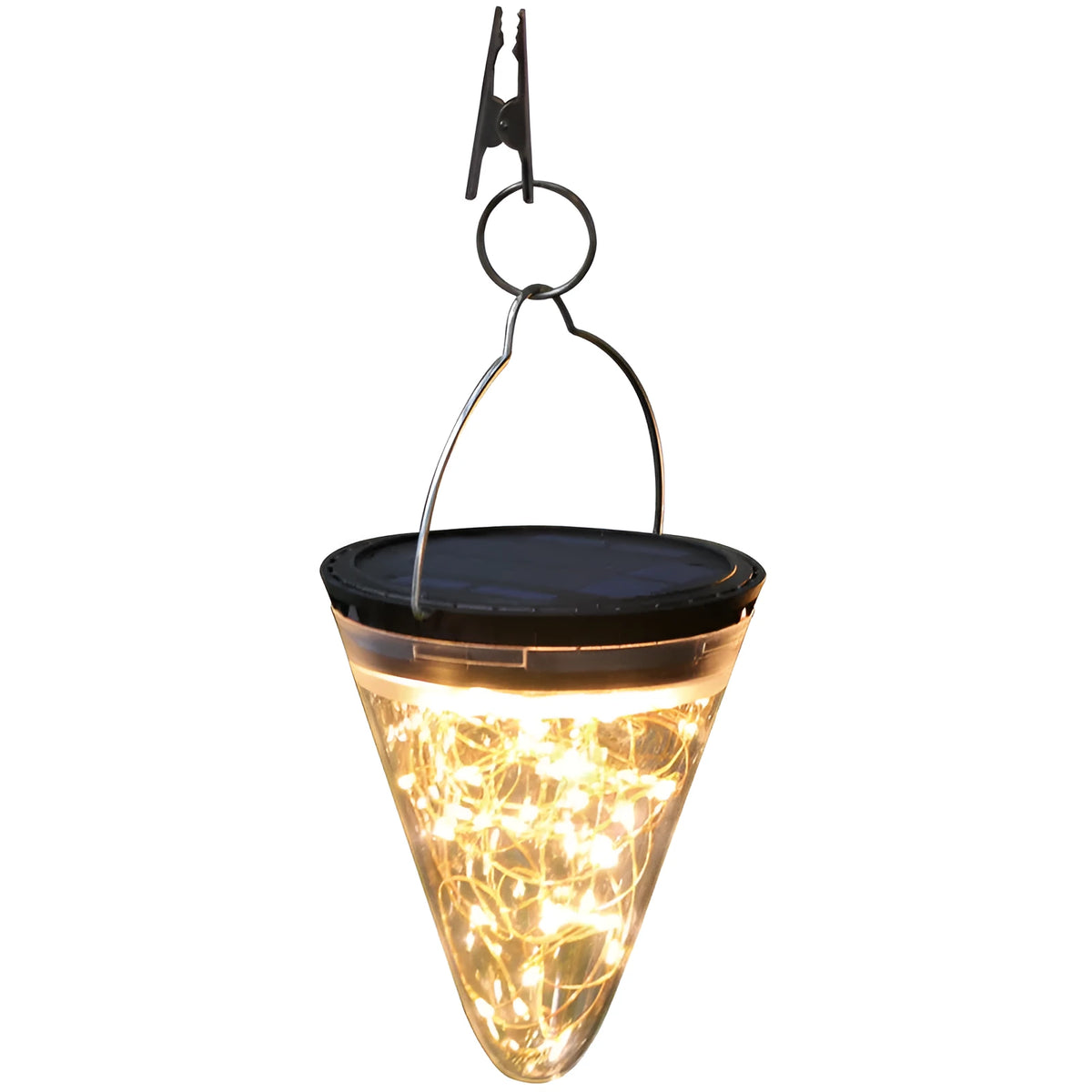 Solar conical starry sky LED garden light IP65 waterproof outdoor lamp 3W 130x150mm in warm yellow finish