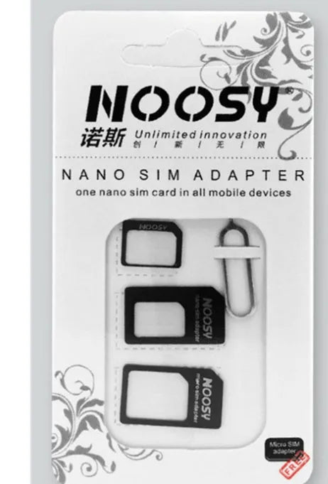 Three-piece black and white SIM card set with PC construction and Type 0 SIM card compatibility