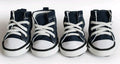 Pair of pet denim canvas dog shoes in navy blue with non-slip sole, size options 1-5 for small to medium dogs