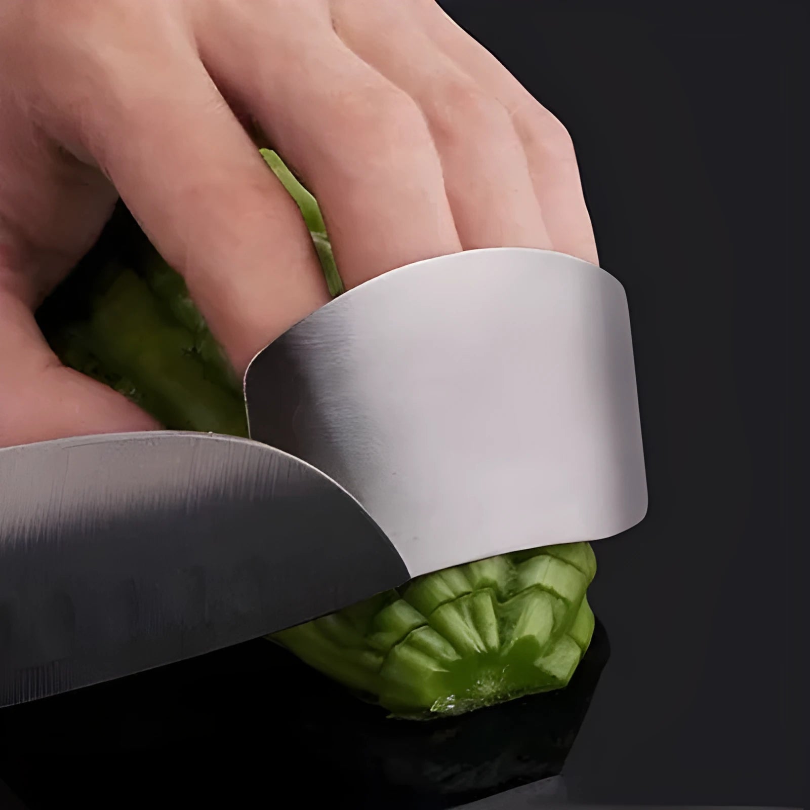 Stainless steel finger guard for kitchen cutting safety