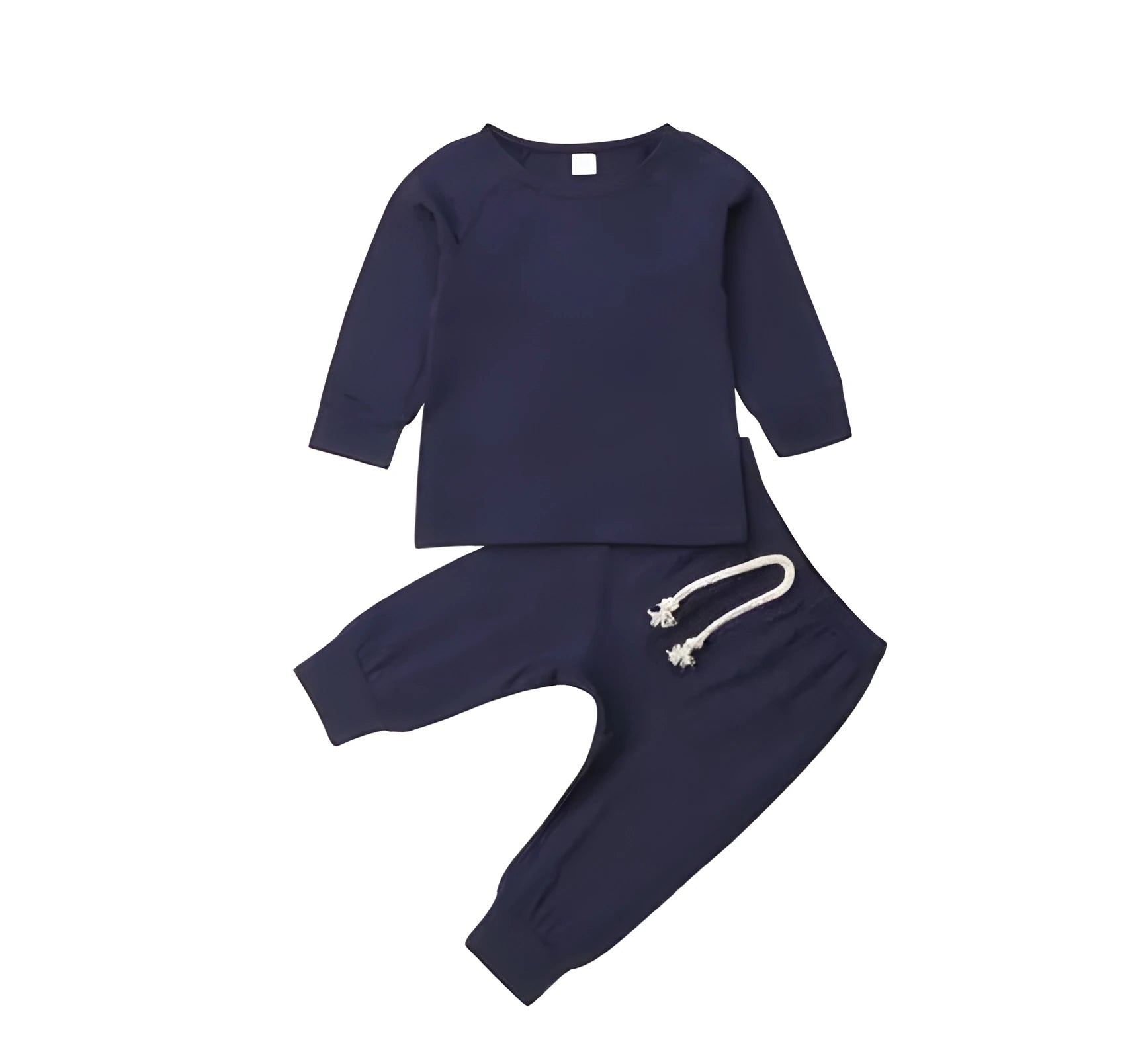 Blue cotton baby romper and tracksuit set with cartoon pattern for age 0-24 months.