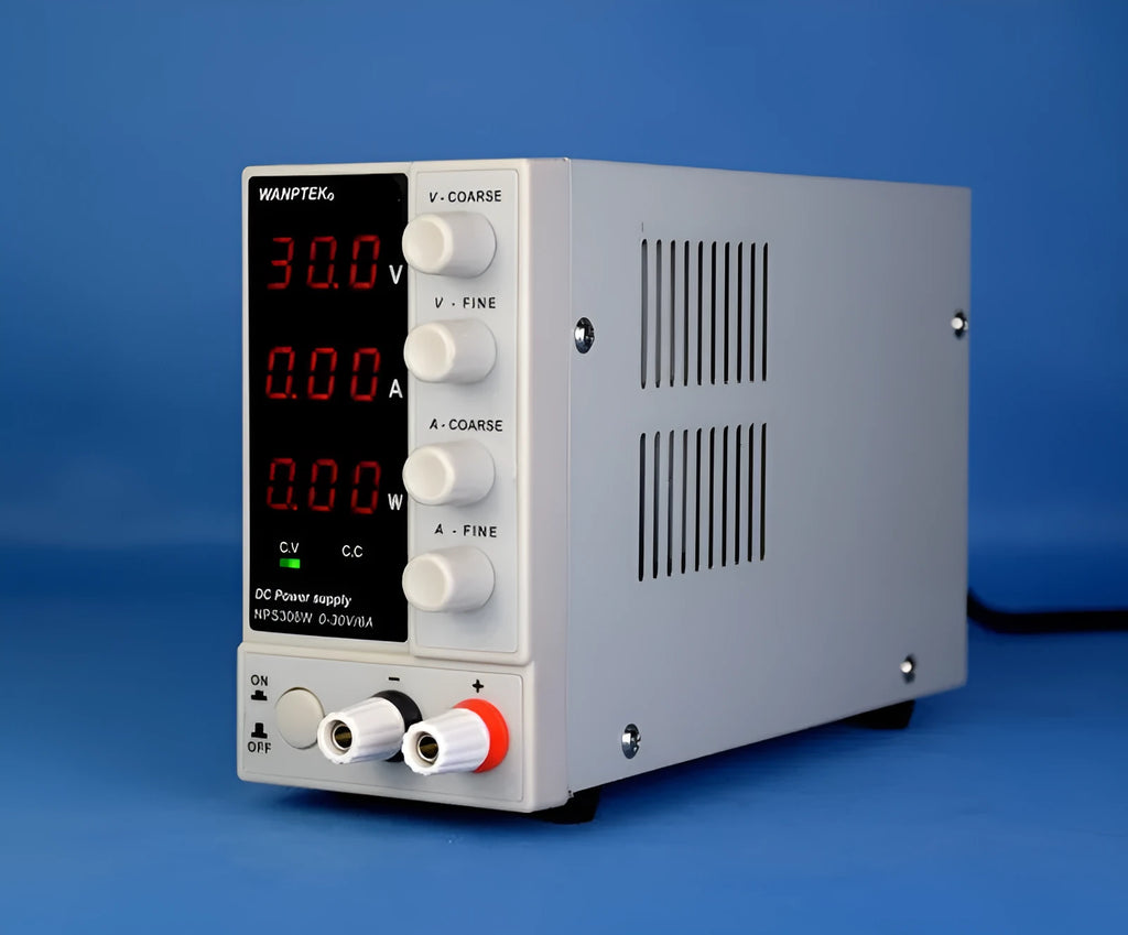 White adjustable DC power supply model S605W with display showing 0-60V voltage range for mobile phone repair
