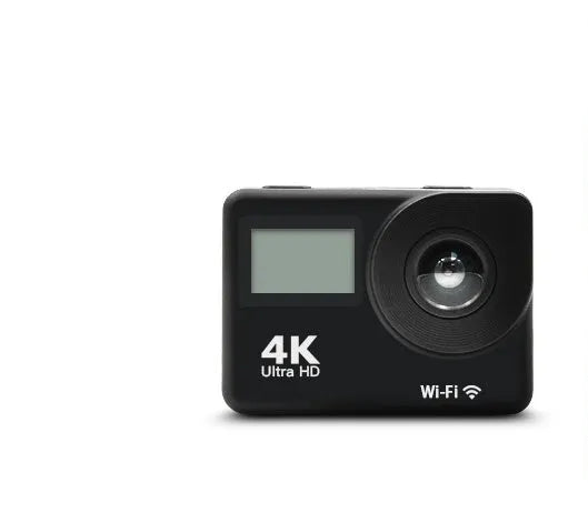 4K HD dual screen WiFi sports camera with remote control, waterproof to 30 metres, black and silver models