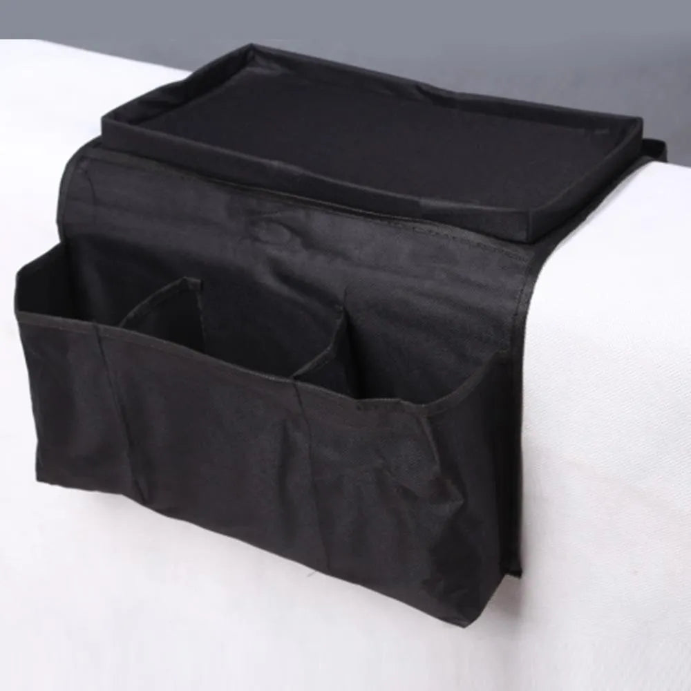 Sofa armrest organizer bag in Oxford fabric with pockets for remote controls and magazines