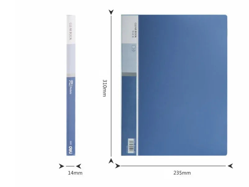 A4 plastic information book folder, model Information Book, available in 20 to 100 page options.