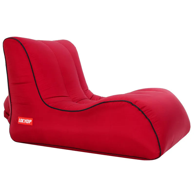Air sofa outdoor portable single inflatable bed in black, 210T nylon, 0.94kg, 200kg capacity