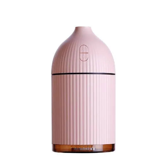 White 300ml USB ultrasonic aromatherapy diffuser with LED light measuring 80x80x155mm