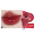 Glossy Mirror Triangle Bottle Lipstick in a modern triangle bottle, available in six shades for all skin types