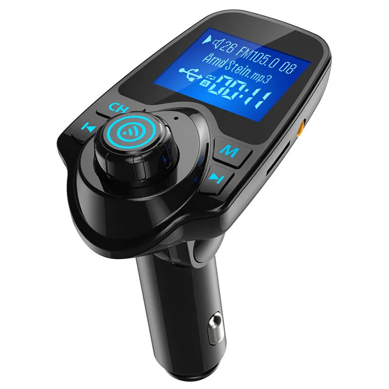 Black G7 car Bluetooth hands-free adapter with FM transmitter, USB port and memory card slot.