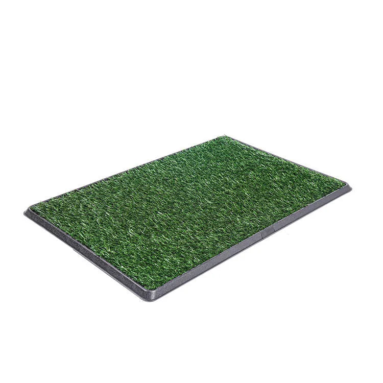 Particle dog toilet with emulational lawn showing three sizes small 40.6x51cm medium 51x64cm large 51x76cm