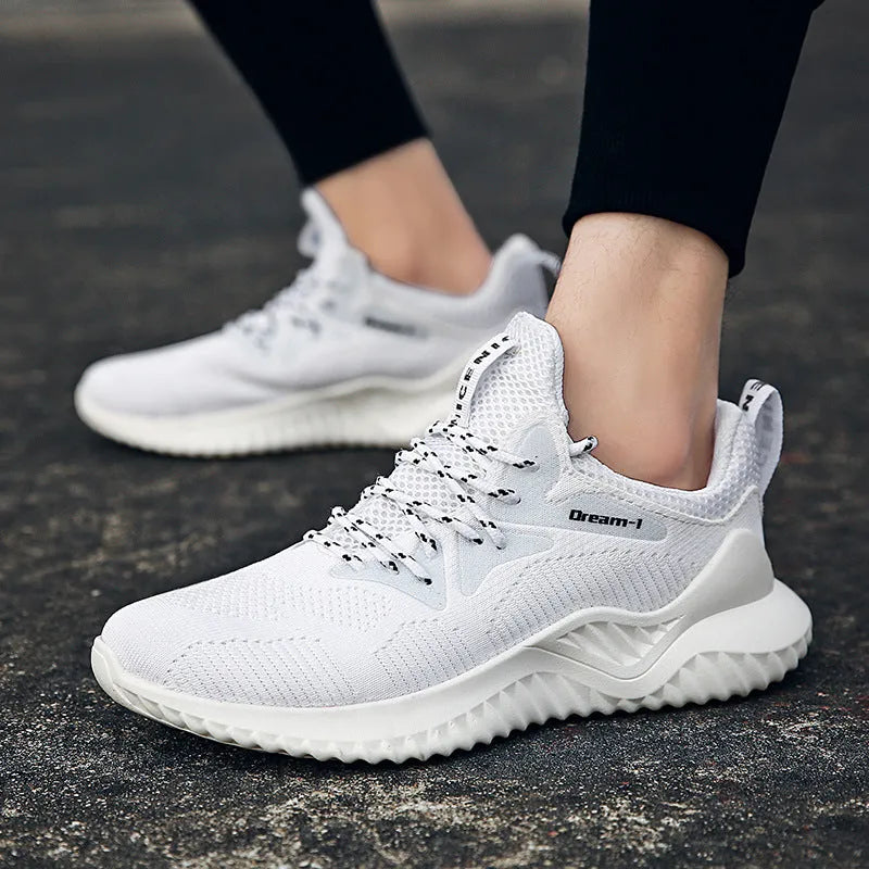 Men's breathable mesh running shoes with front strap closure in multiple colour options