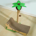 Solid wooden cat climbing frame with integrated hemp scratch board and beach chair-shaped nest for cats.