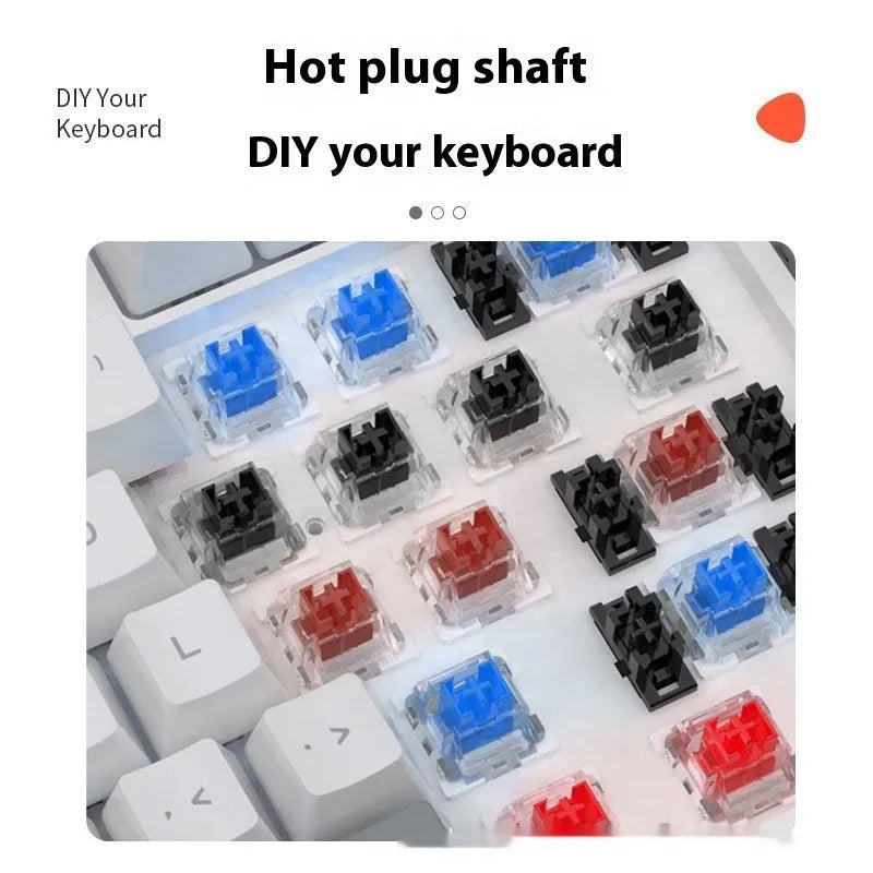 Compact bluish-black 61-key wired mechanical keyboard with hot-swappable switches on a desk.