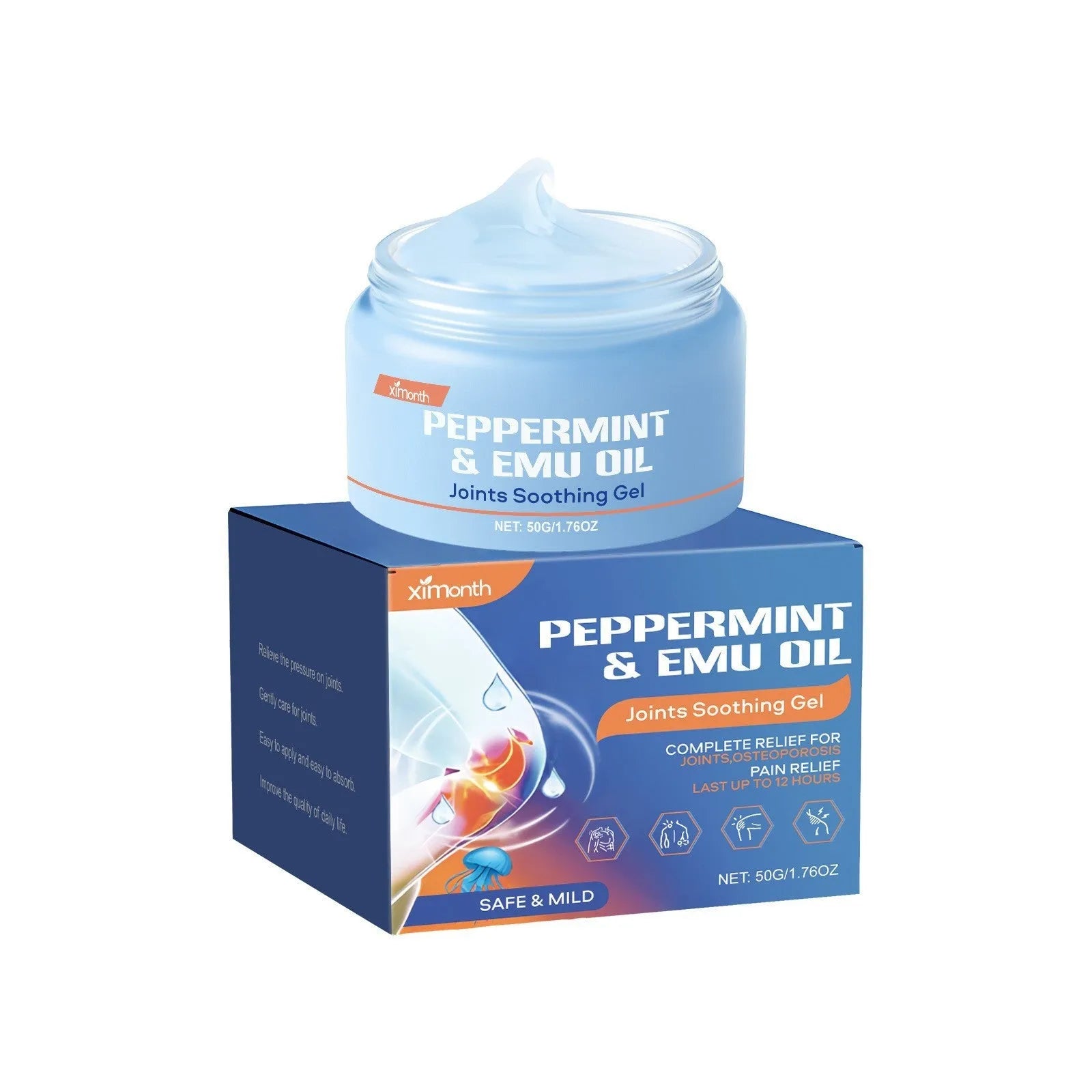 50g tube of joint soothing gel with menthol and emu oil active ingredients.