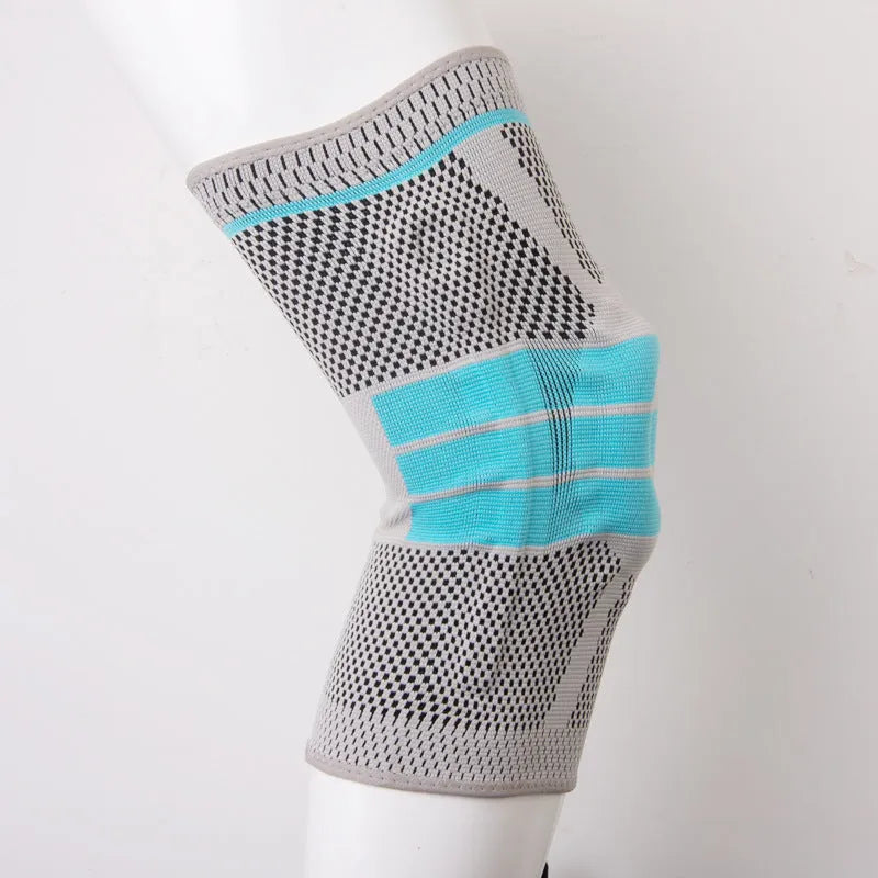 Sky blue silicone knee pads for basketball and running in four sizes