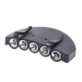 Black fishing headlight clip cap lamp with 5 high brightness LEDs on a cap visor