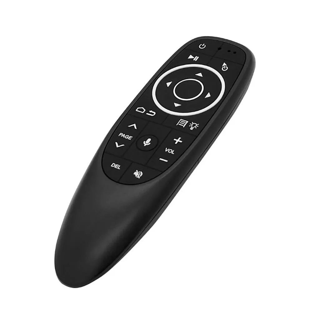 G10 G10S series black wireless remote control with silicone buttons for Android and PC.
