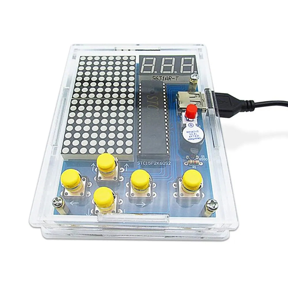 Single-chip computer game set DIY unwelded kit with shell and four games