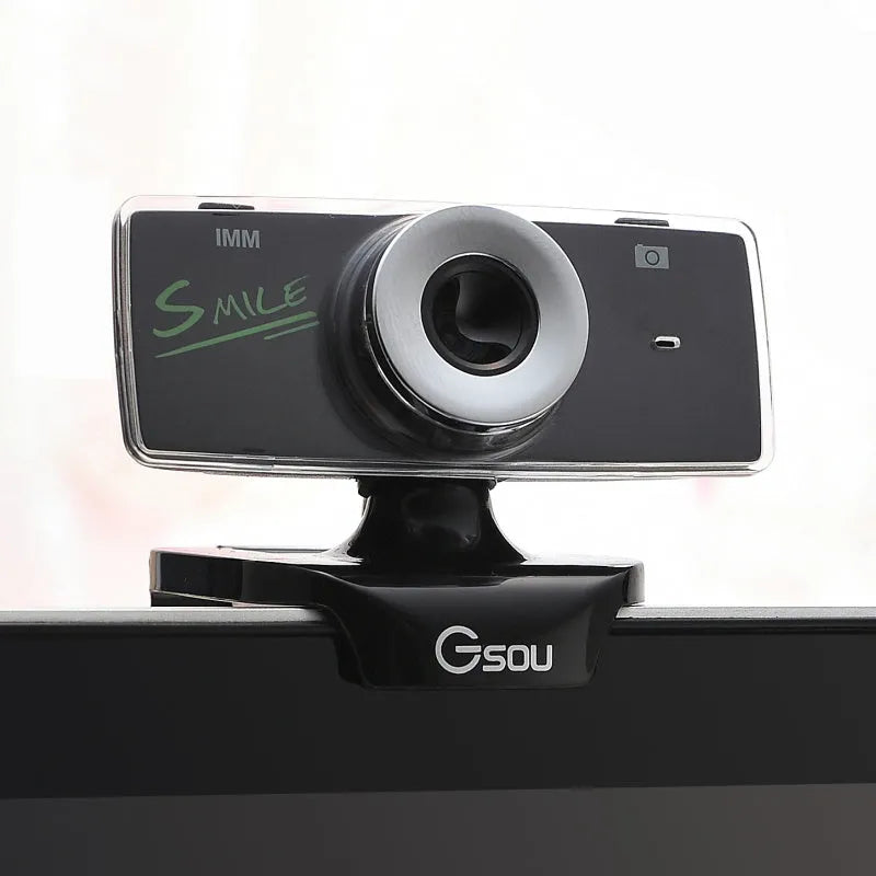 Black HD USB notebook computer camera with built-in microphone and night vision