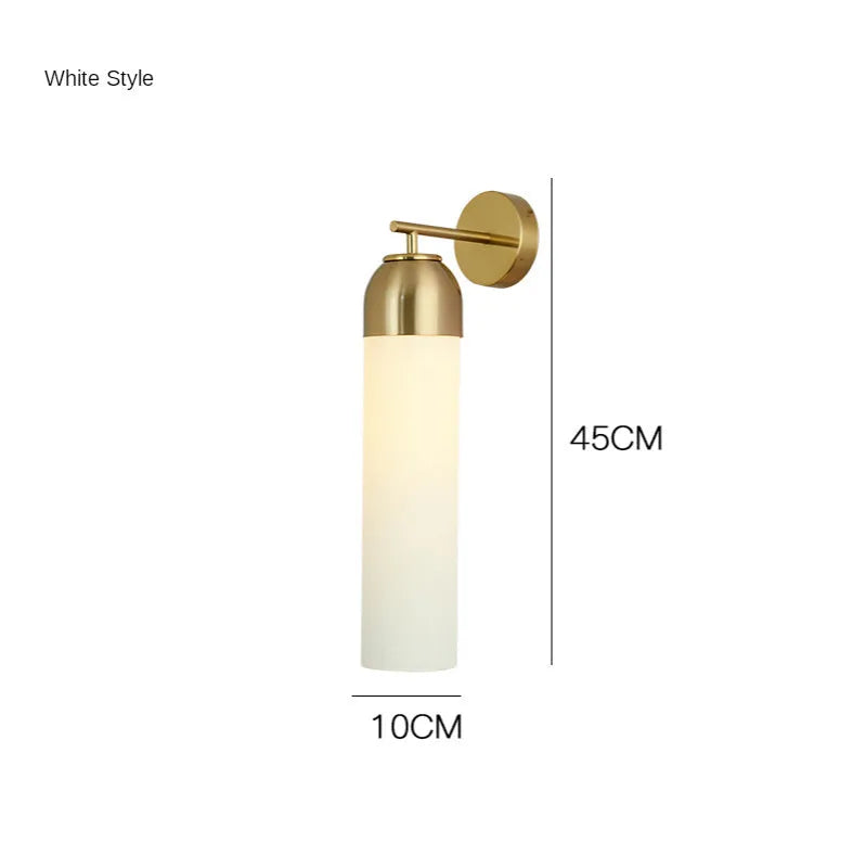 Nordic postmodern minimalist glass wall lamp with E27 holder in blue, amber, or smoke grey.