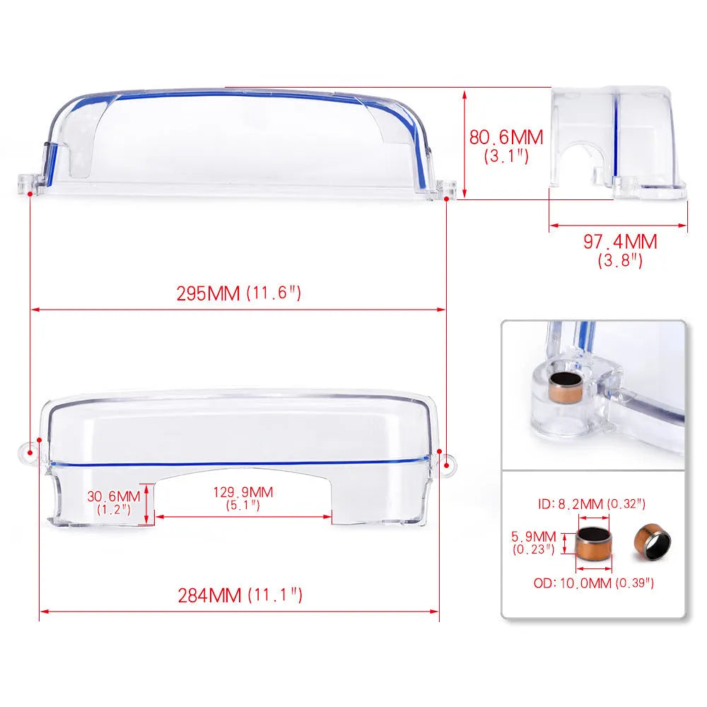 Transparent plastic car gear shift surround cover for Lexus and Toyota models.