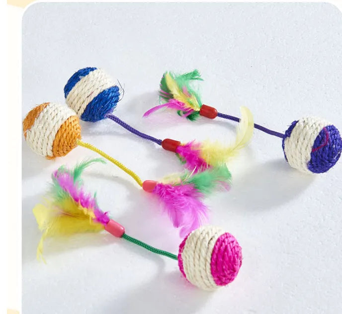 Paper sisal ball cat toy measuring 20x4.5cm for teeth grinding and claw sharpening