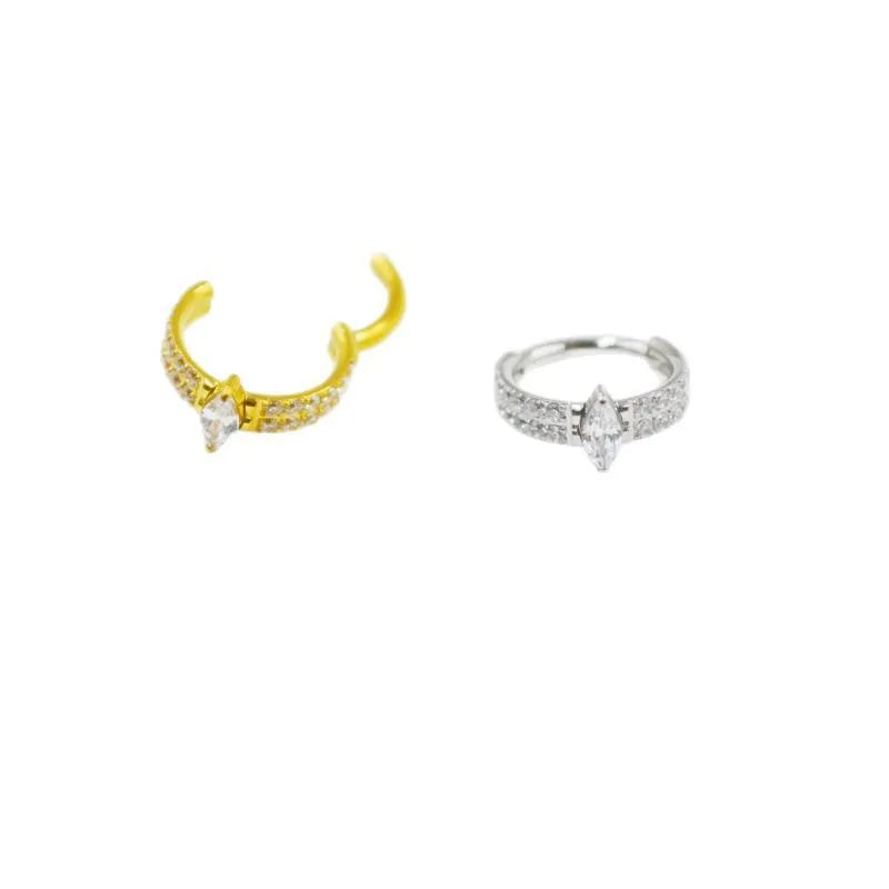 Titanium steel heart-shaped zircon earrings in gold or silver colour with 1.2x8mm measurements