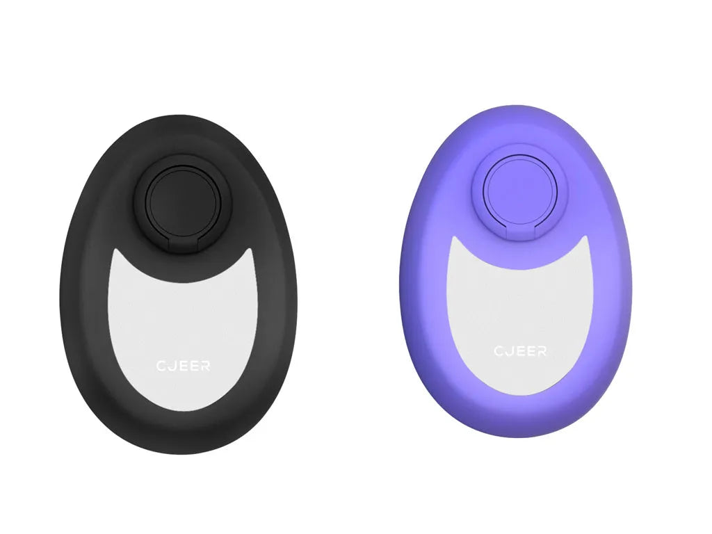 CJEER flat crystal hair removal device in green, purple or black with metal finger ring.