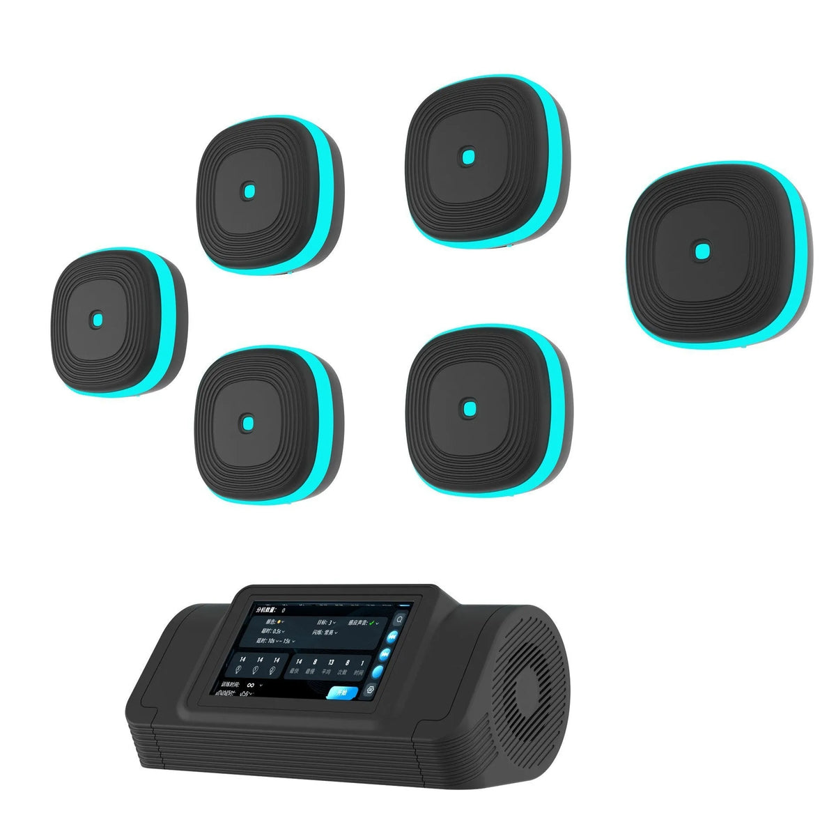 Black split music boxing machine with Bluetooth, six or eight targets, hanging design, PU foam and PP build