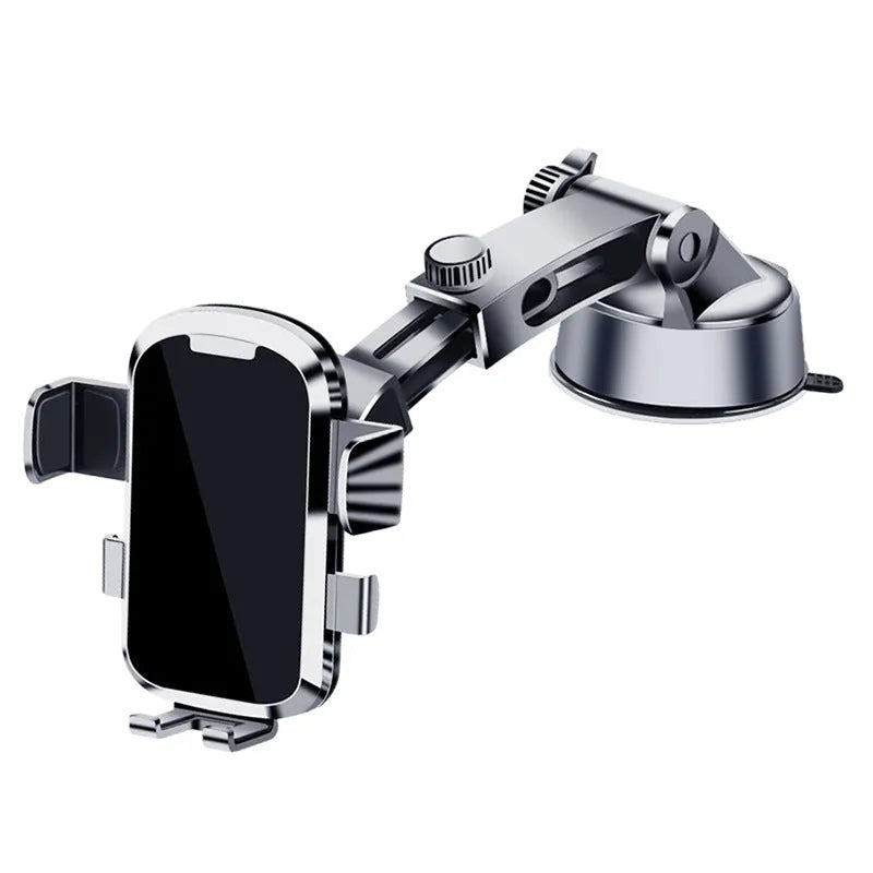 Retractable suction cup car phone holder with telescopic arm for dashboard mounting