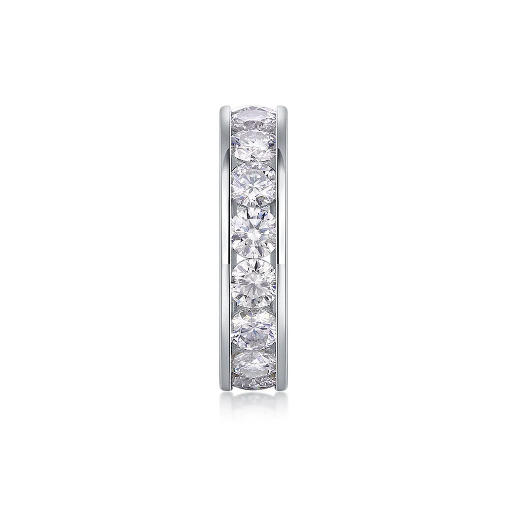 Large star moissanite wedding ring in S925 silver with platinum plating on white background