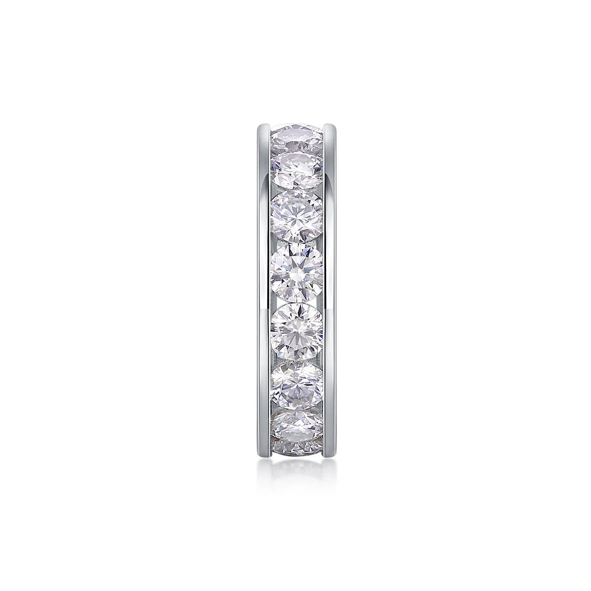 Large star moissanite wedding ring in S925 silver with platinum plating on white background