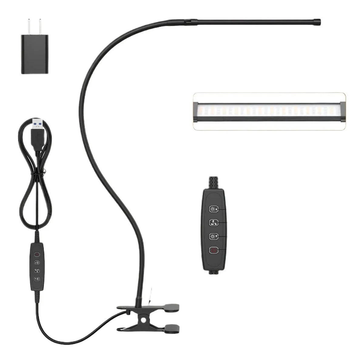 100 LED USB powered reading lamp, 26cm height, modern simple style, for desk or bedside use