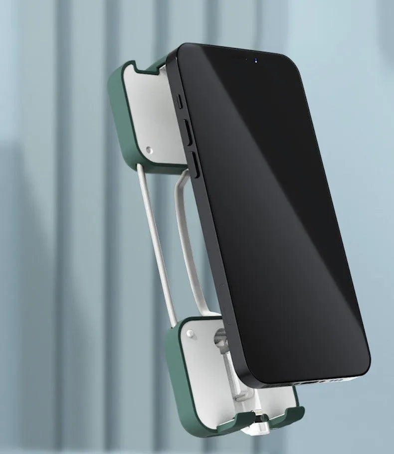 Multi-function bracket mobile power supply with dual cables and phone stand, 4000mAh, in green