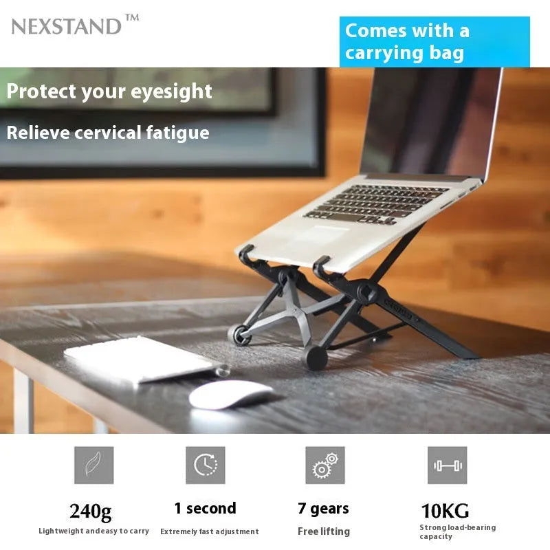 Sagacious black portable folding laptop bracket computer stand on desk