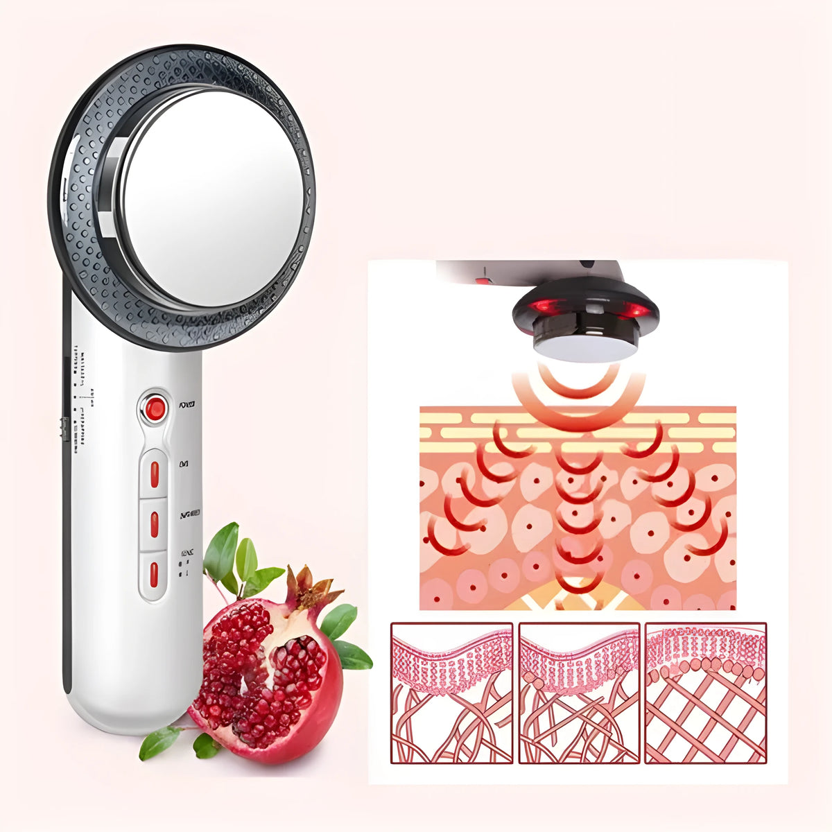 3-in-1 EMS infrared ultrasonic slimming massager with 5 modes and 5 intensities, compact handheld device for body and facial use