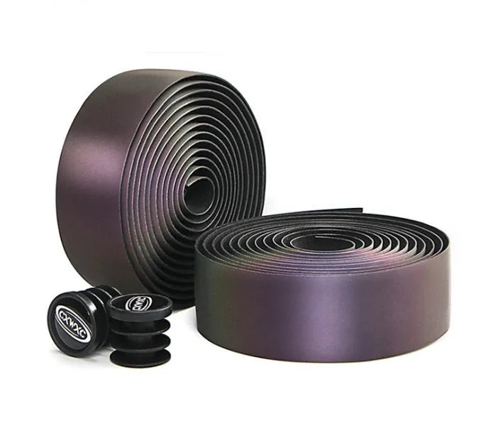 CX-85 reflective rainbow handlebar tape 2150mm x 30mm in Original Black finish on bicycle handlebars