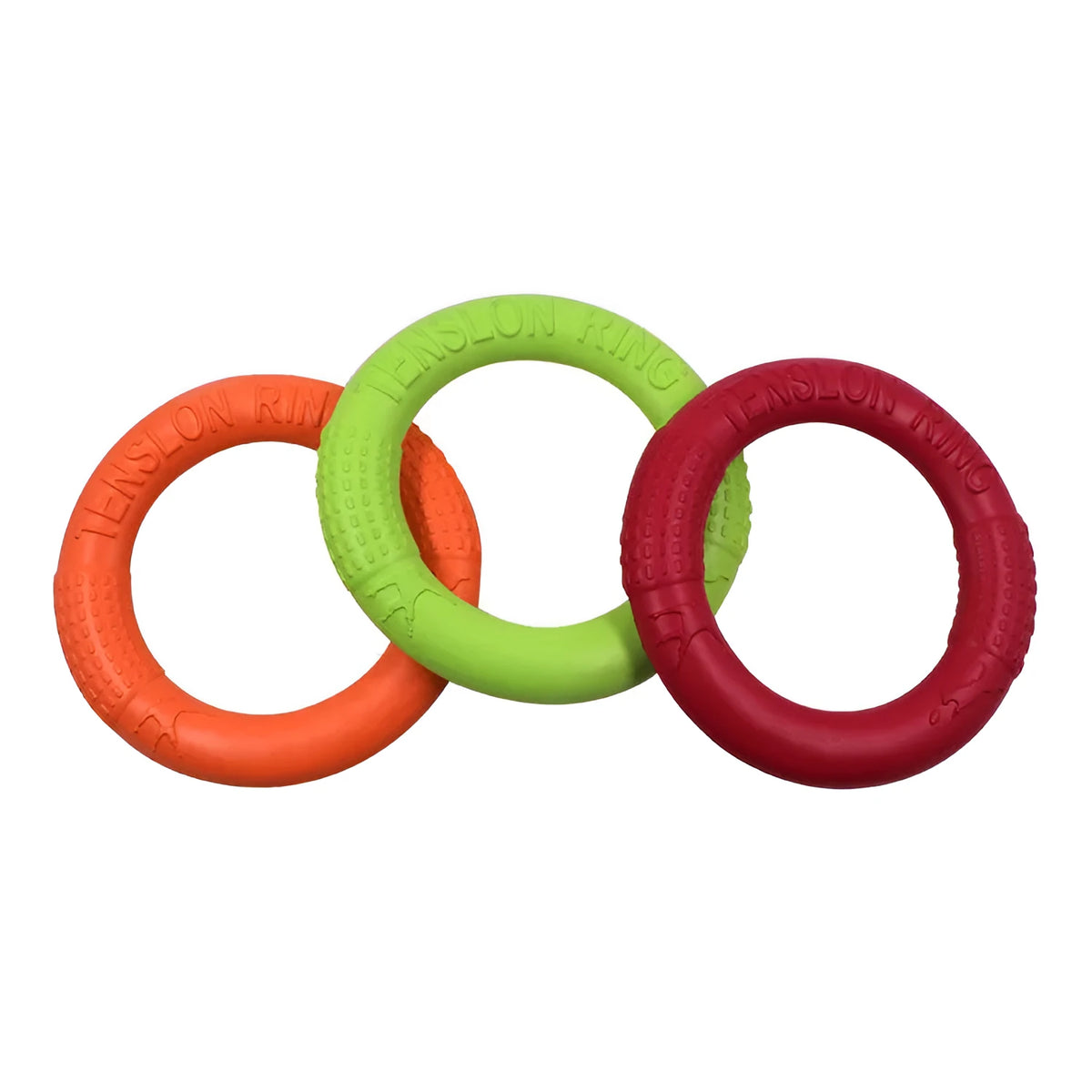 EVA pet pull ring in orange red and green colours small 18cm and large 28cm for dog training