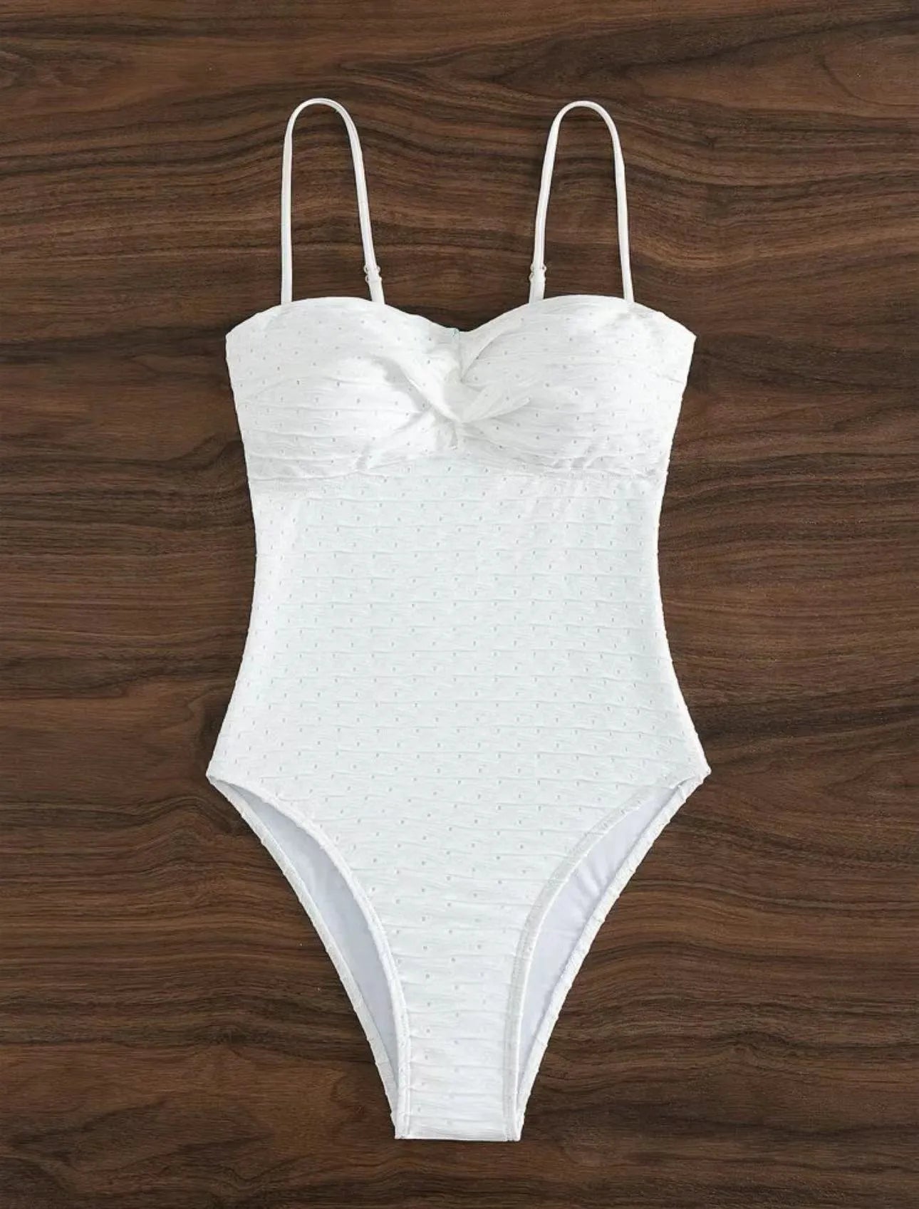 White women's one-piece swimsuit with sling brief style and quick-drying polyester fabric
