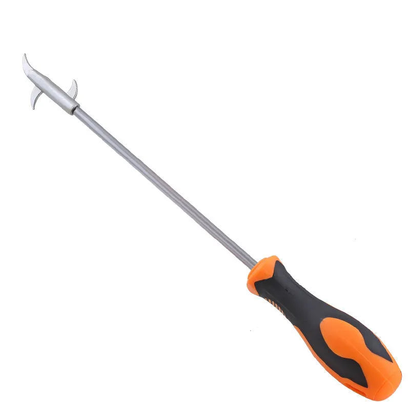 Car tyre cleaning hook made of zinc alloy and hard plastic with a built-in Phillips screwdriver