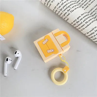 Silicone earphone protective sleeve for AirPods 1 and 2 with hanging ring in green colour