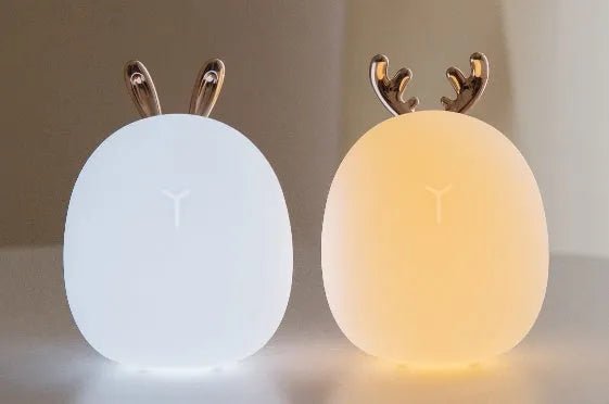LED cartoon night light with warm and cold light modes rabbit or deer style USB powered 0.5W