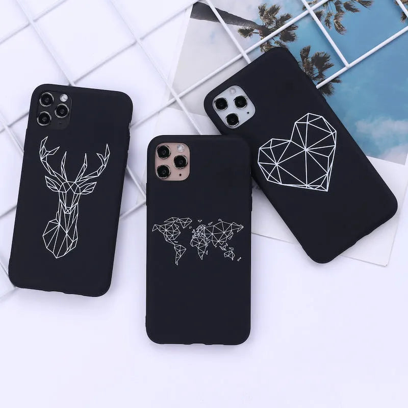 TPU iPhone case with painted animal graffiti design showing solid colour background with detailed artwork