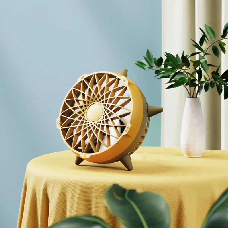 Intelligent induction fan without button design, USB powered, 4 plastic blades, 162x103mm, force yellow colour